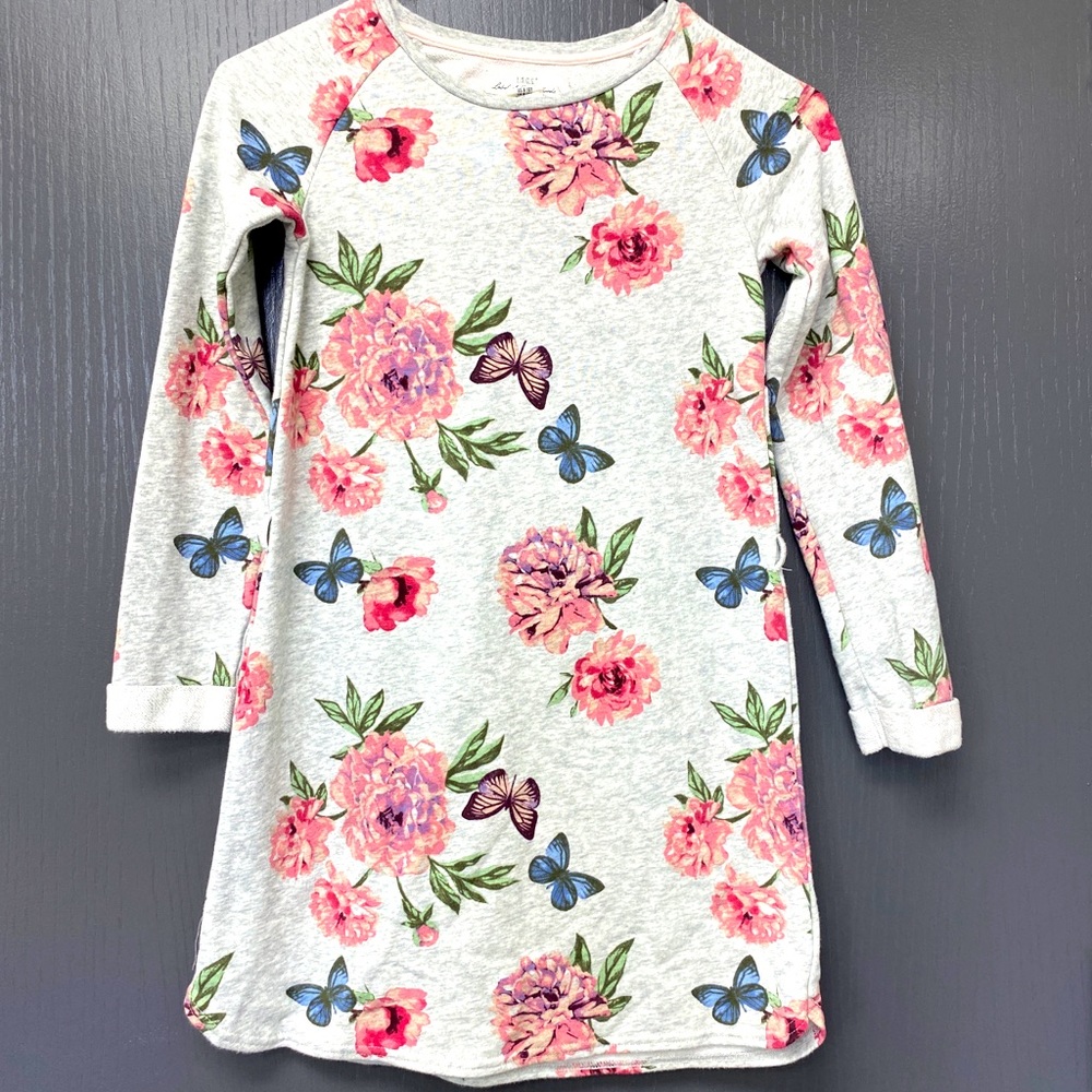 H&M Girls Gray Floral Butterfly Dress